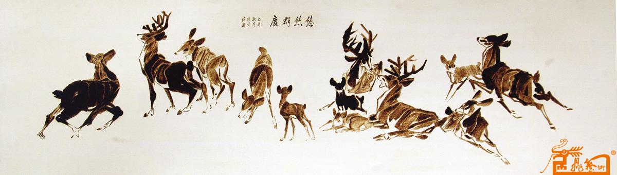 名家 汪鹤鸣 烙画 - 悠悠鹿群